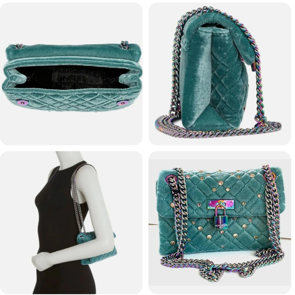 🔥LAST 1🔥NWT KURT GEIGER CRYSTAL QUILTED VELVET CONVERTIBLE BAG - Picture 13 of 13